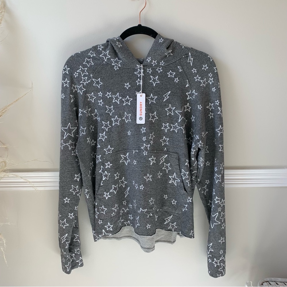 NWT Sundry Stars and Lightning Hooded Sweatshirt - Grey